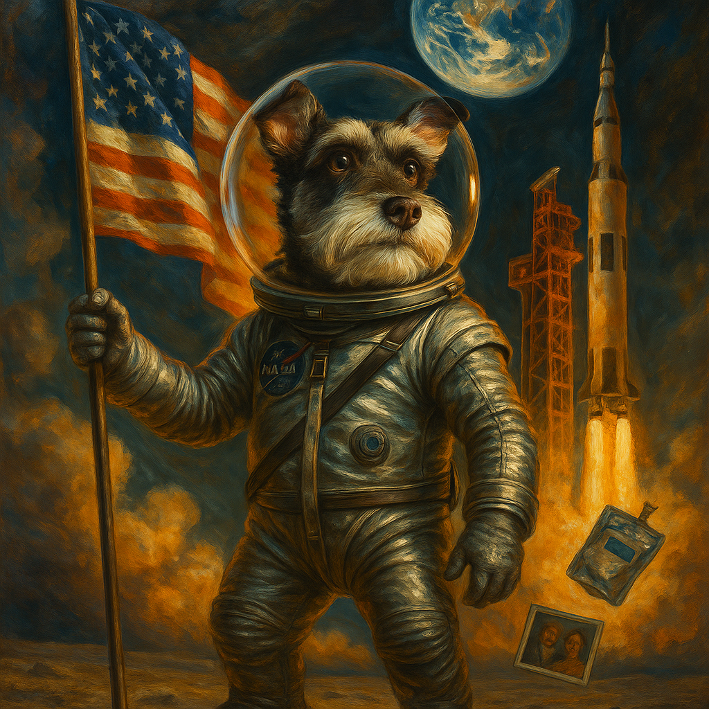 Astronaut AI portrait of a dog