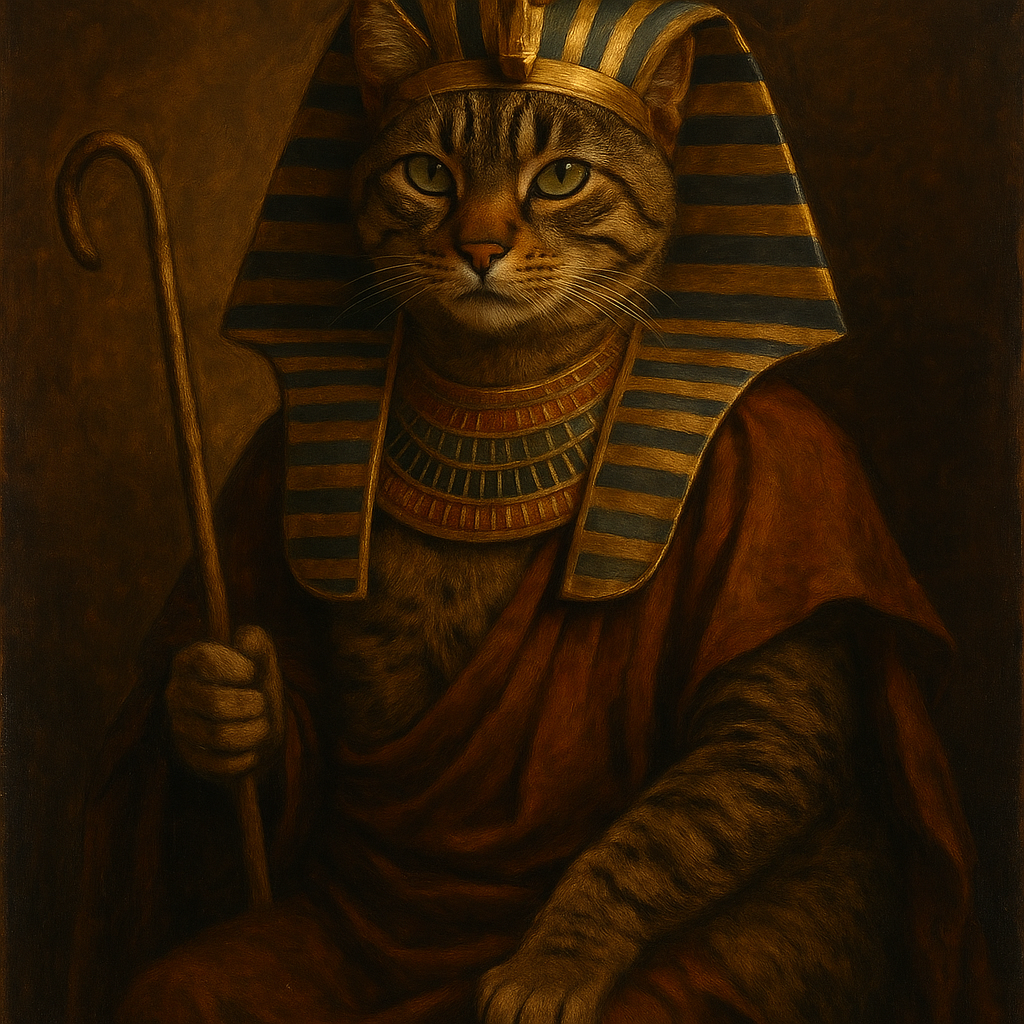 Egyptian pharaoh AI portrait of a cat