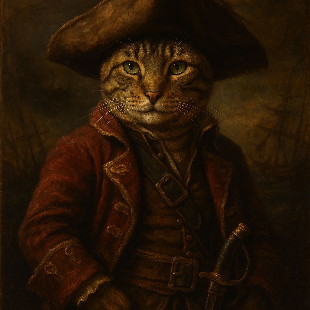 Pirate captain AI portrait of a cat