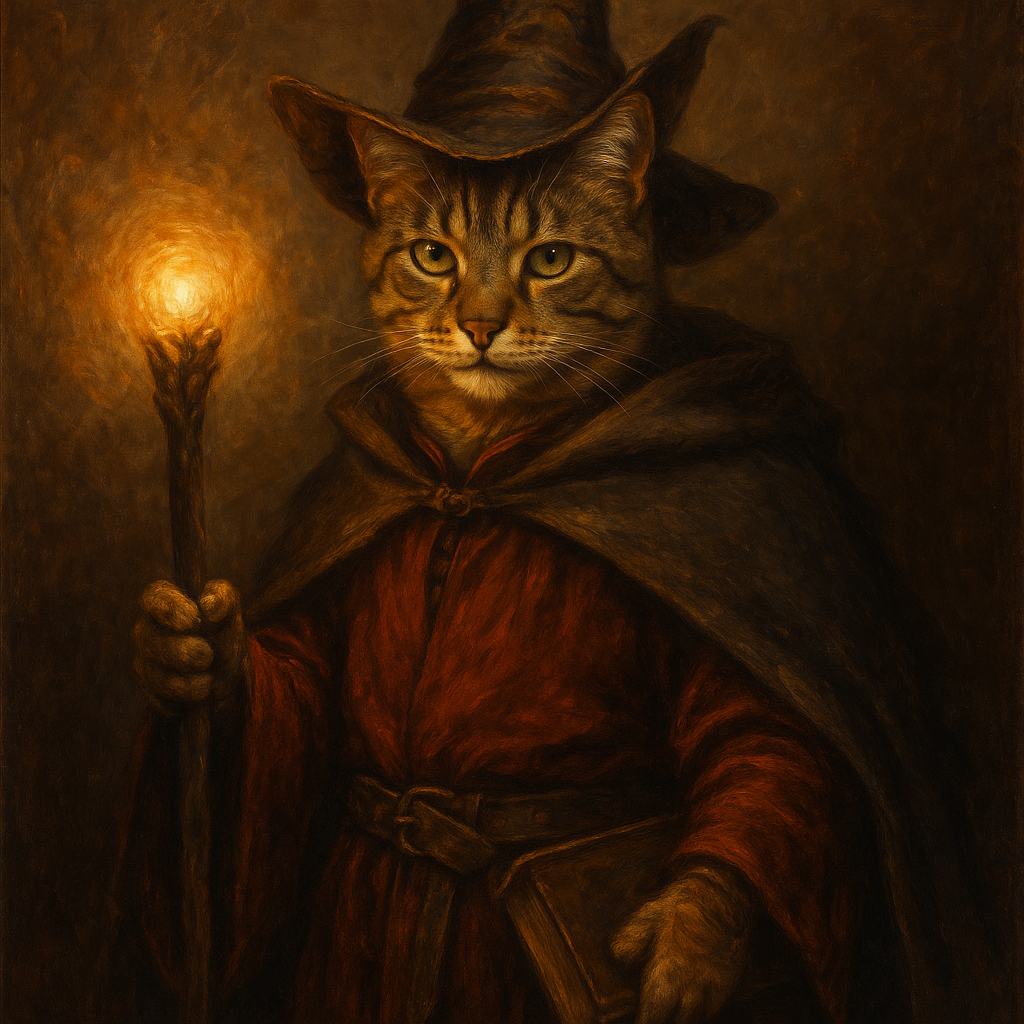 Wizard sorcerer AI portrait of a cat