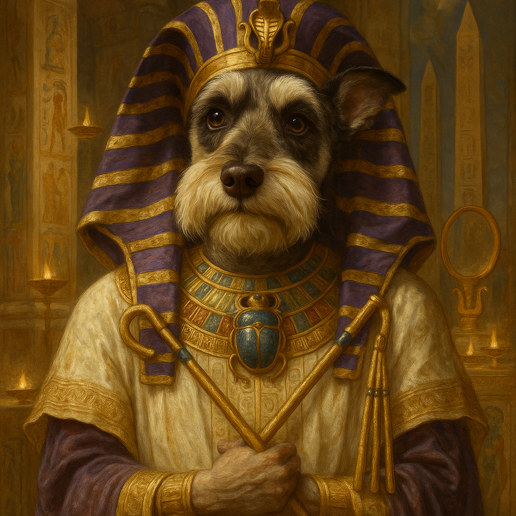 Egyptian pharaoh AI portrait of a dog