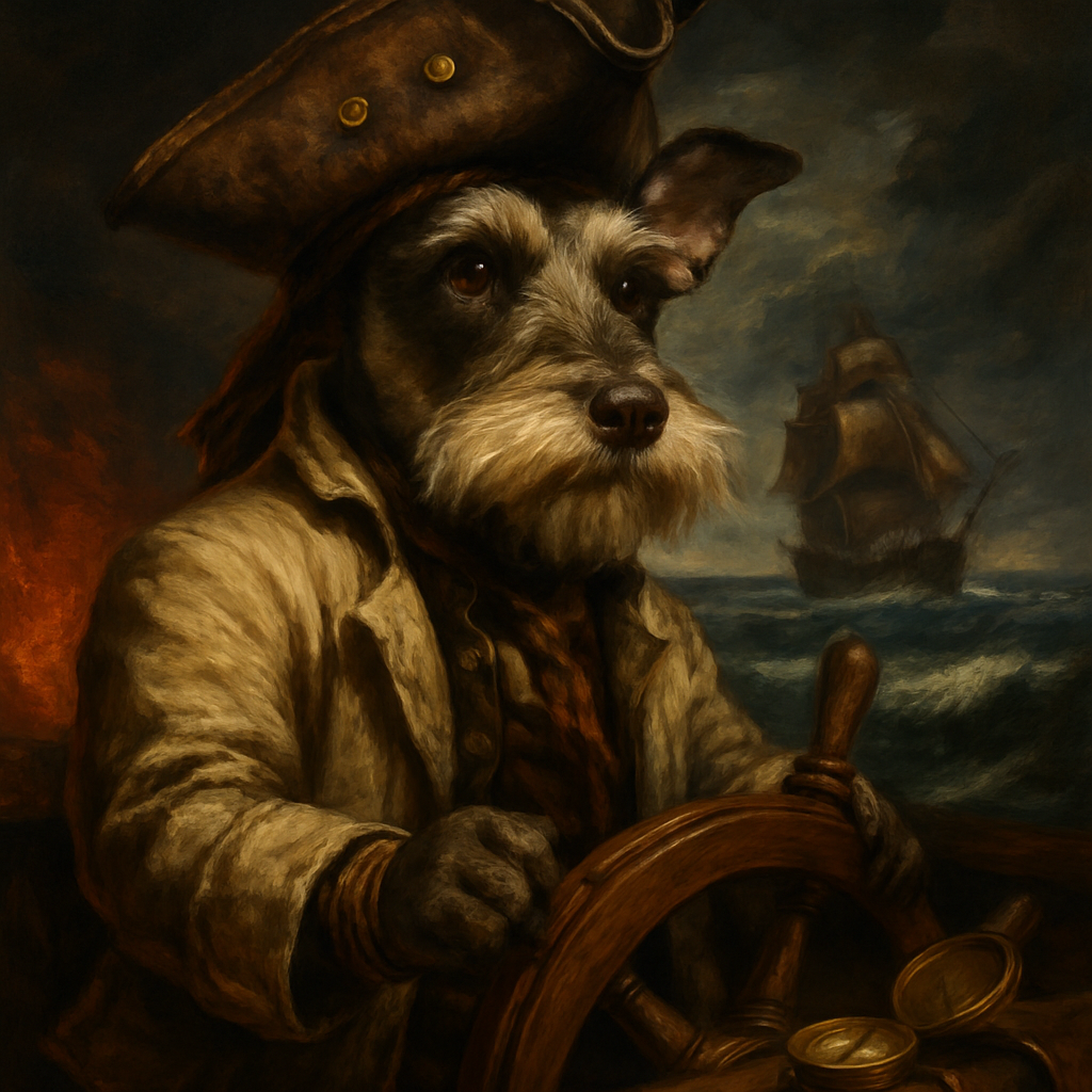 Pirate captain AI portrait of a dog