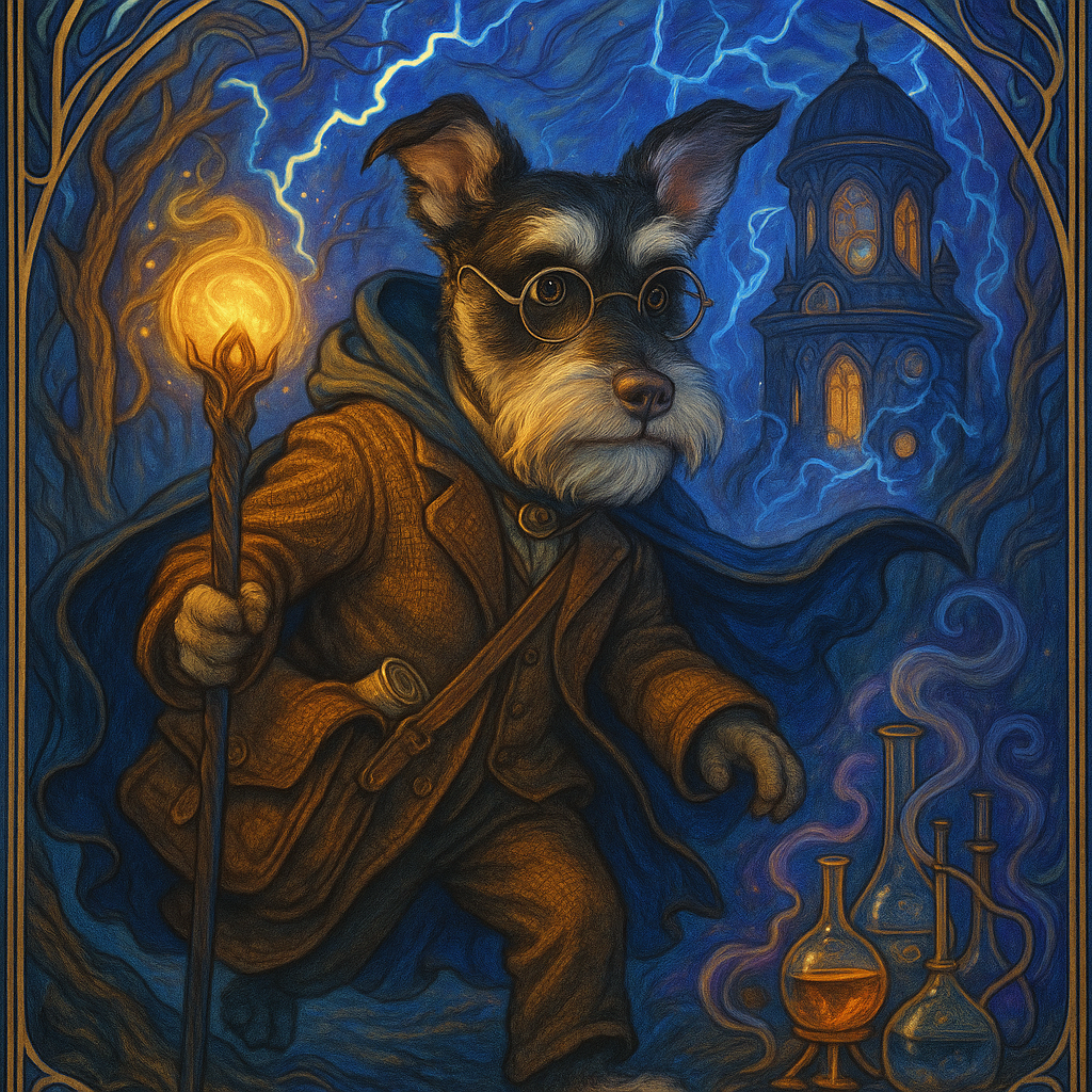 Wizard sorcerer AI portrait of a dog